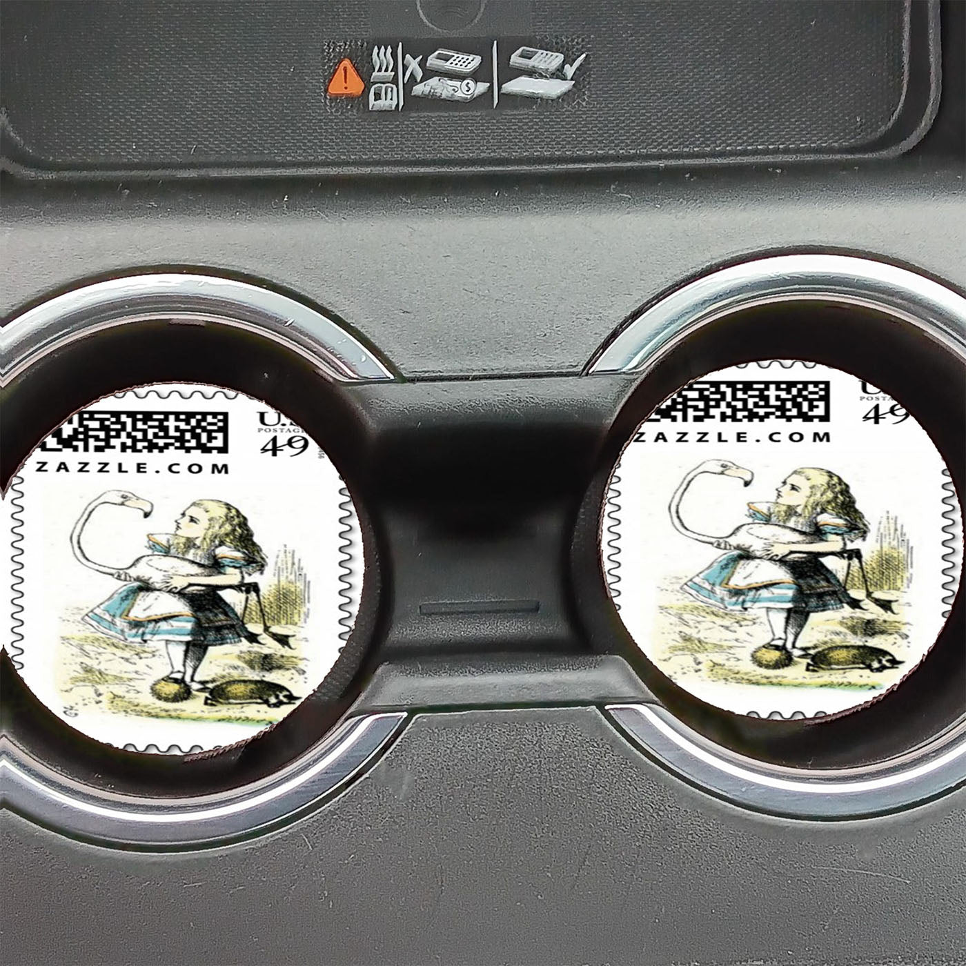Alice In Wonderland Flamingo Stamp Car Coasters