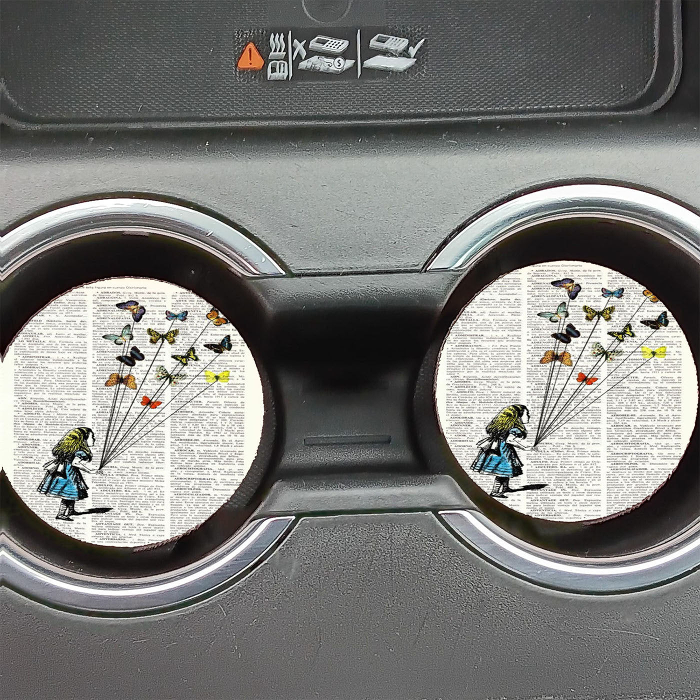 Alice In Wonderland Madhatter Chershire Cat Car Coasters