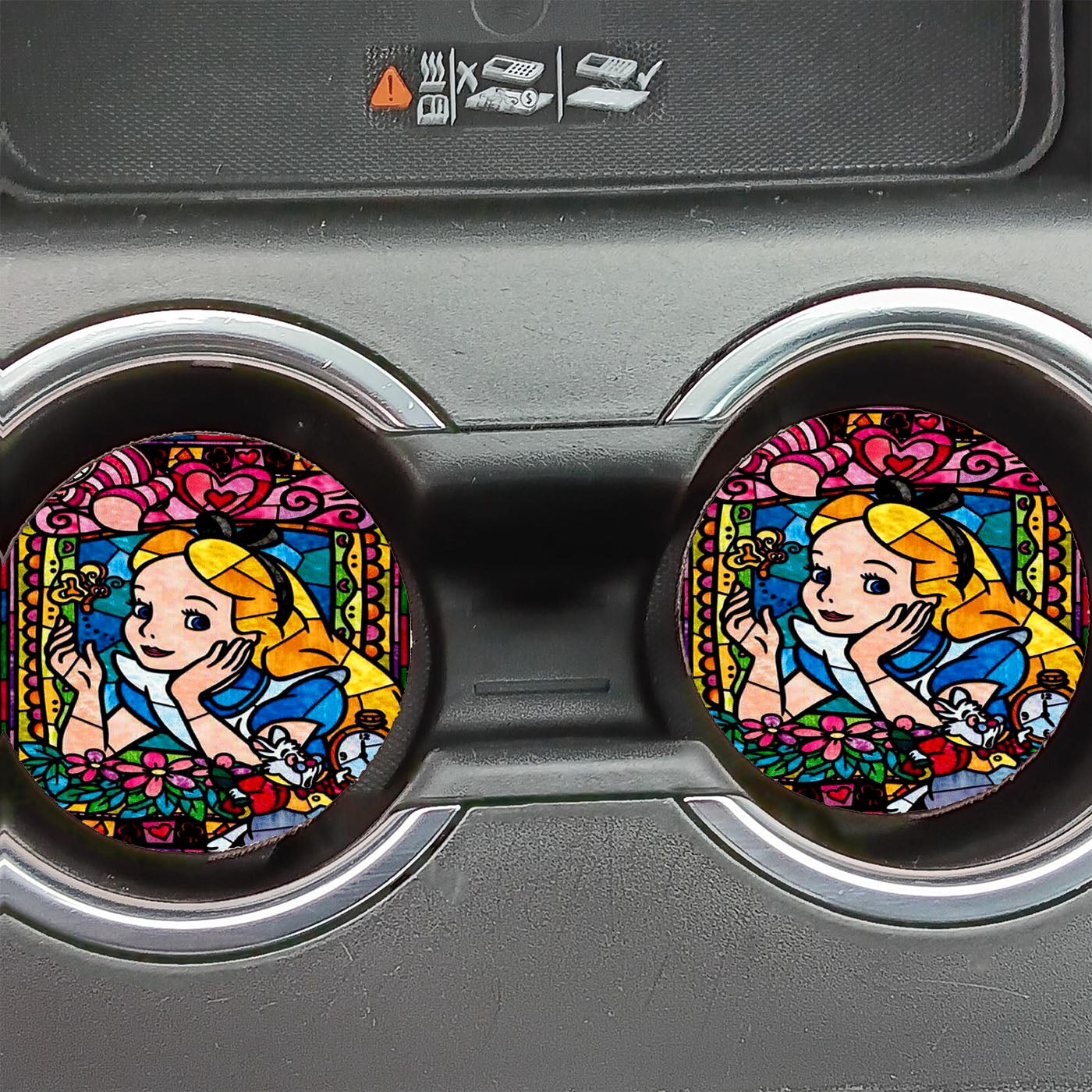 Alice In Wonderland Stained Glass Car Coasters