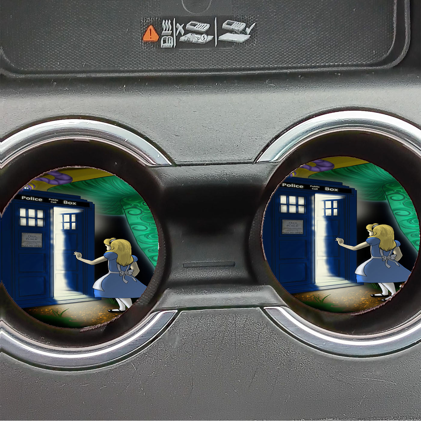 Alice In Wonderland Tardis Car Coasters