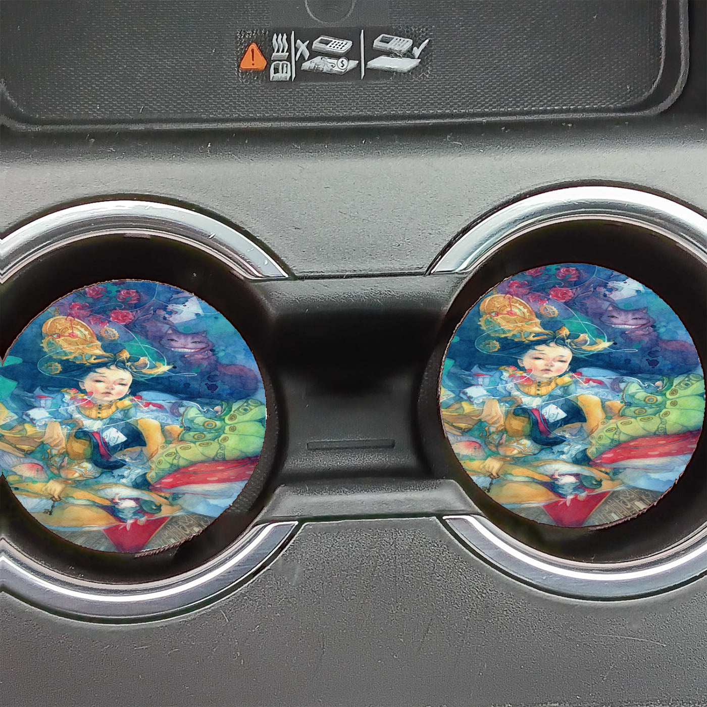 Alice In Wonderland Watercolor Painting Car Coasters