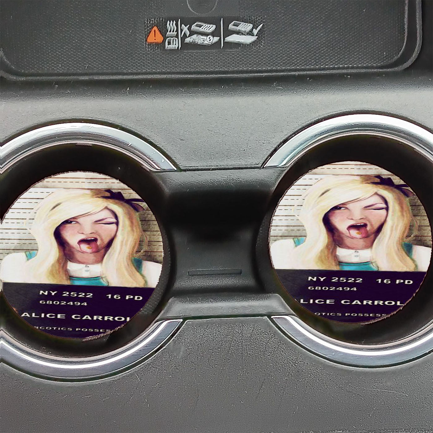Alice Mugshot Car Coasters