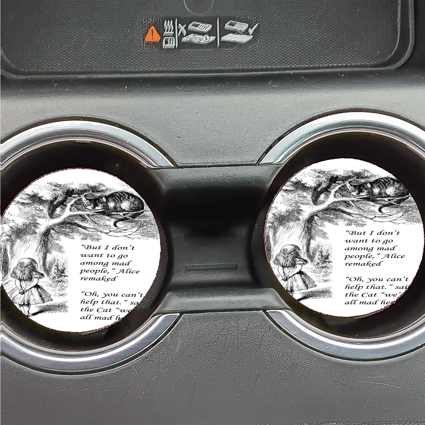 Alice Sketch Quotes Car Coasters