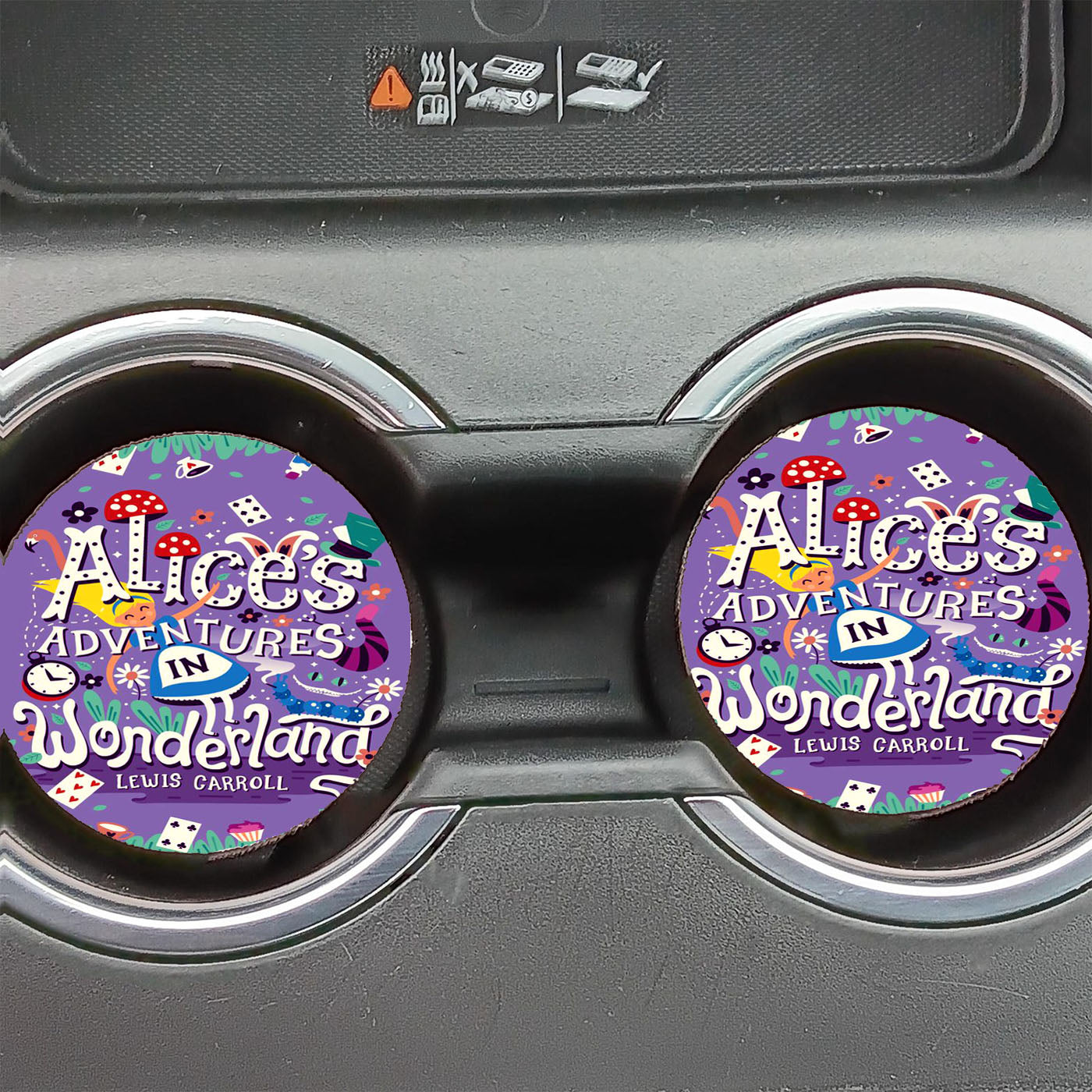 Alices Adventures In Wonderland Book Purple Car Coasters