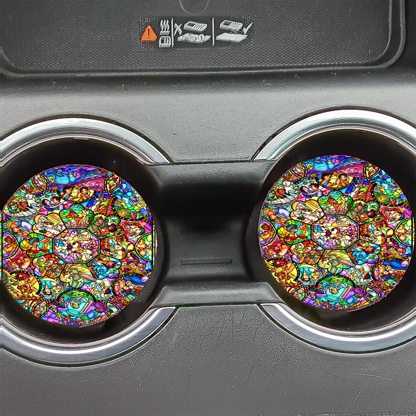 All Disney Heroes Stained Glass Car Coasters