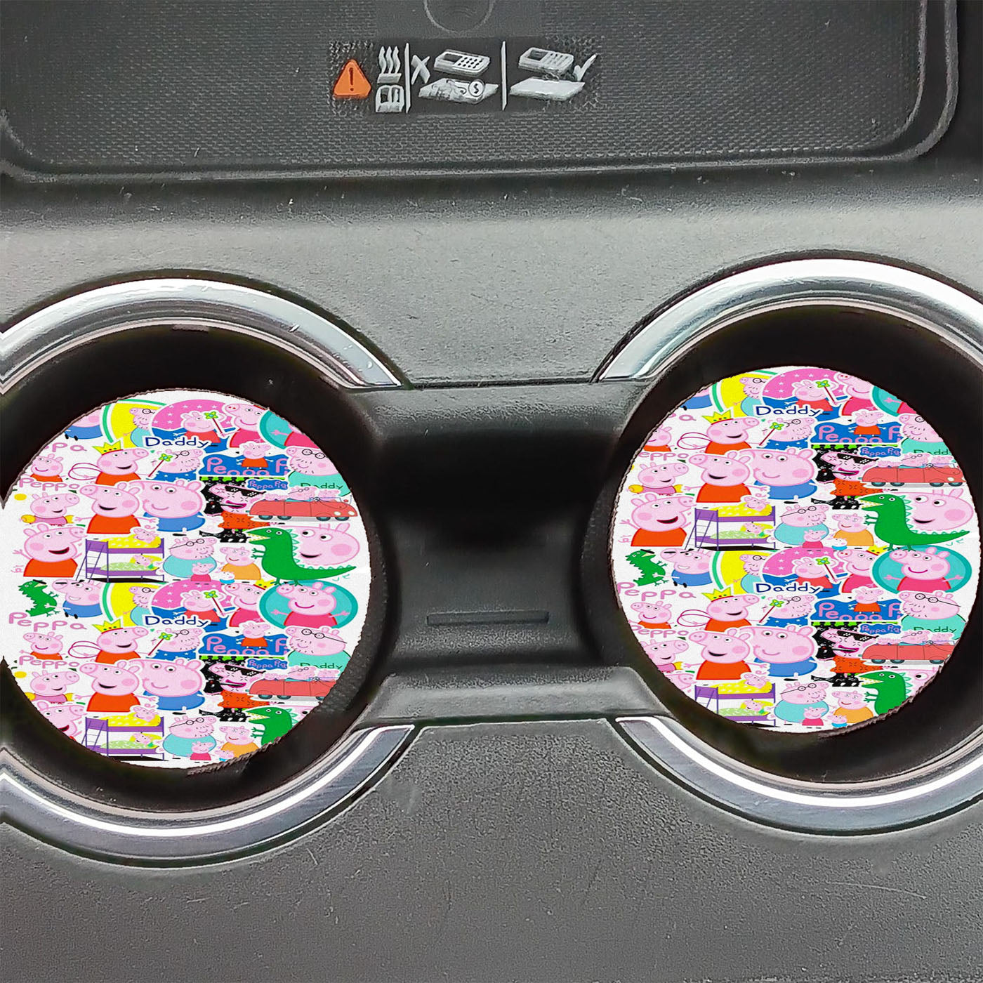 All Peppa Pig Family Cartoon Characters Sticker Collage Car Coasters