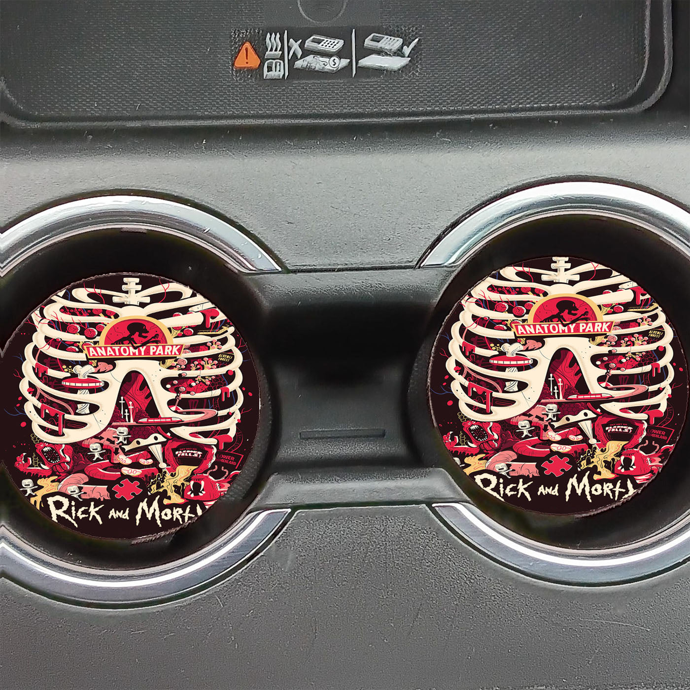 Anatomy Park Doodle Art Rick And Morty Car Coasters