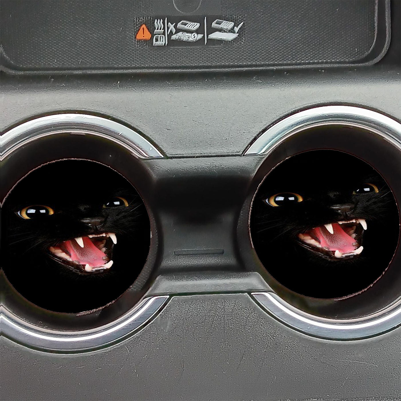 Angry Black Cat Car Coasters