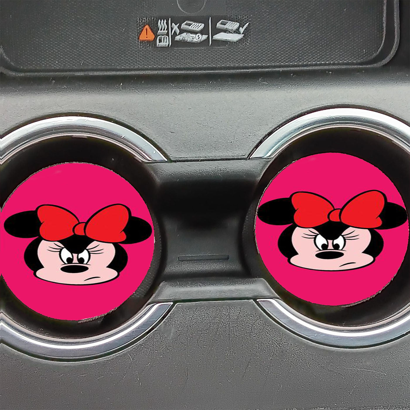 Angry Face Minnie Mouse Car Coasters