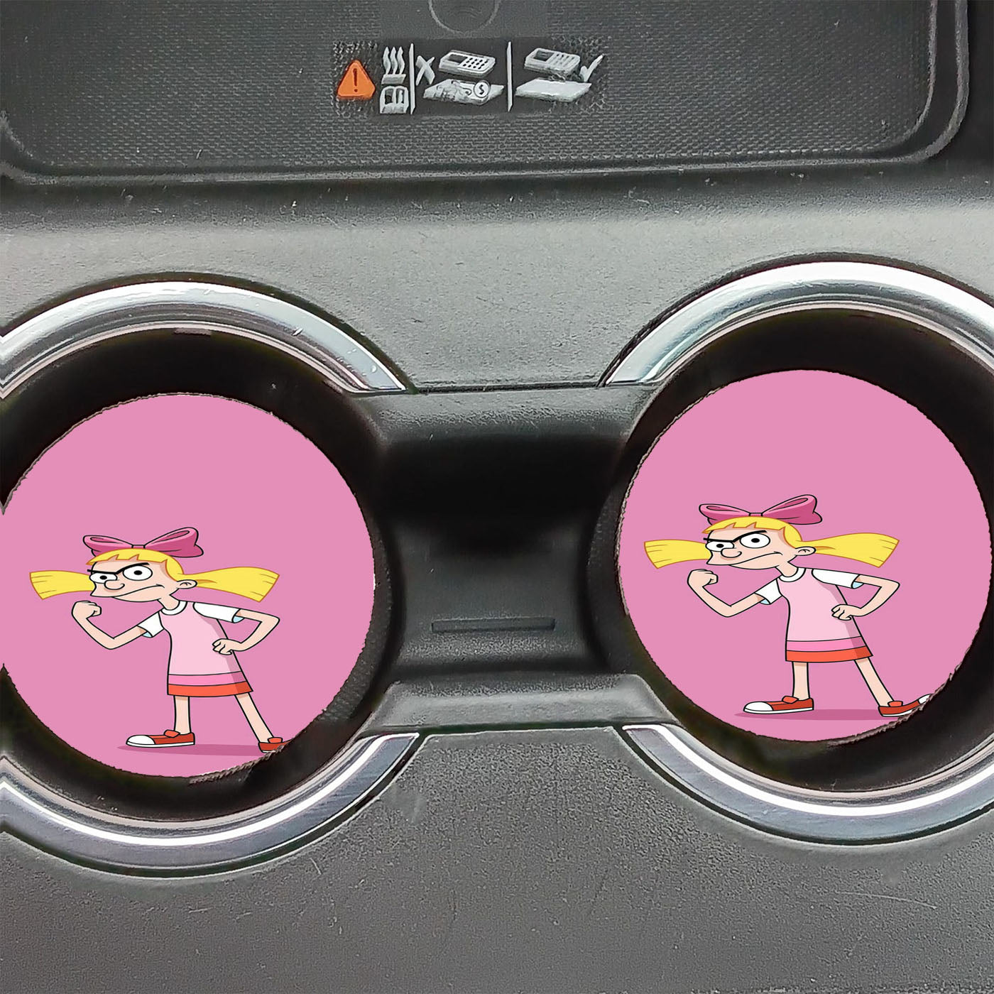 Angry Helga Pink Nickelodeon Wallpaper Car Coasters