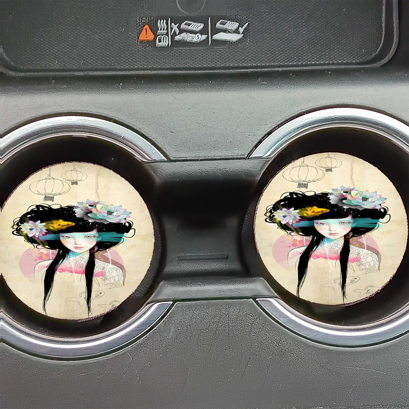 Art Coustic Fish And Woman  Car Coasters