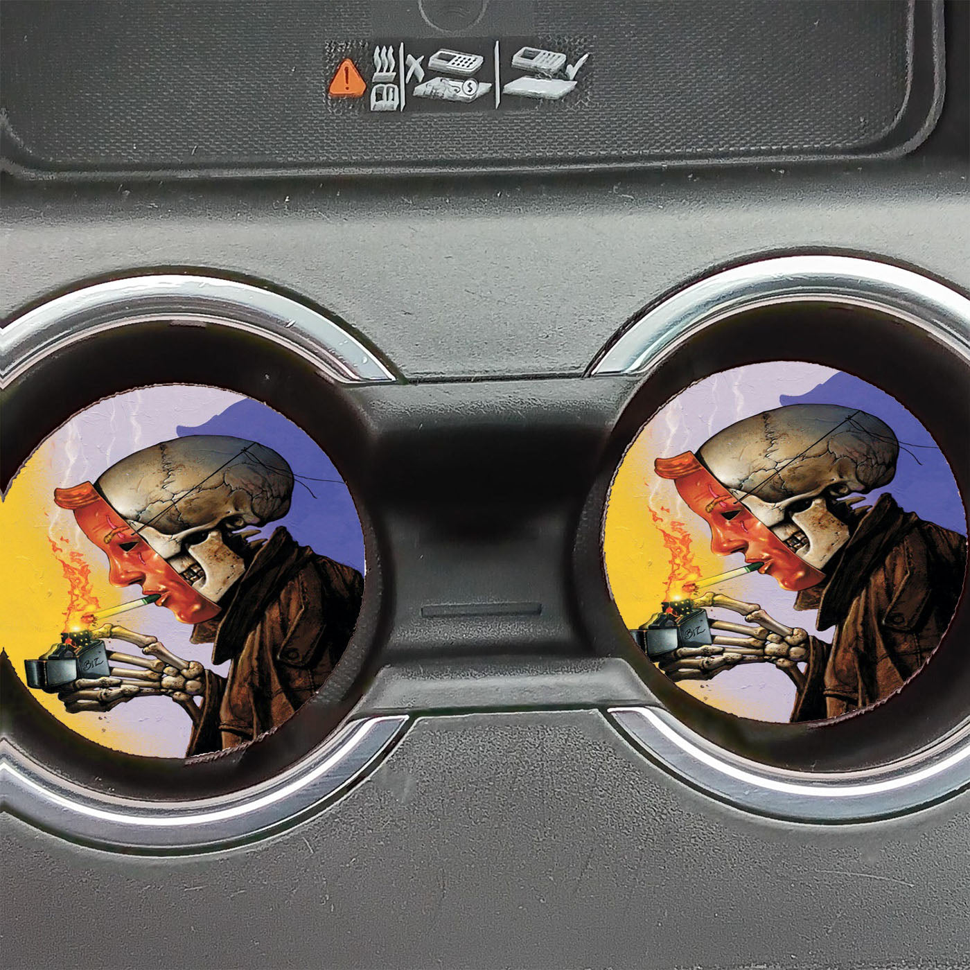 Art Smoke Skull  Car Coasters