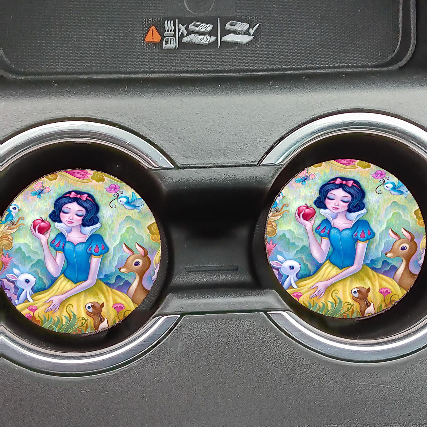 Art Snow White Car Coasters