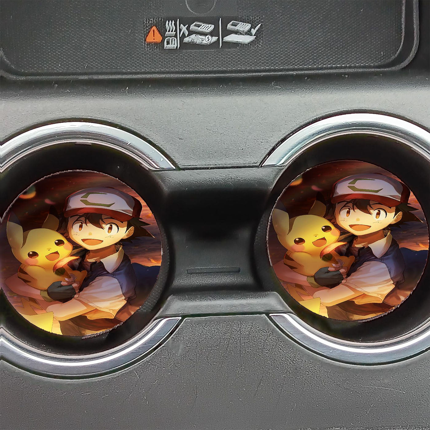 Ash Ketchum And Pikachu Illustration Car Coasters
