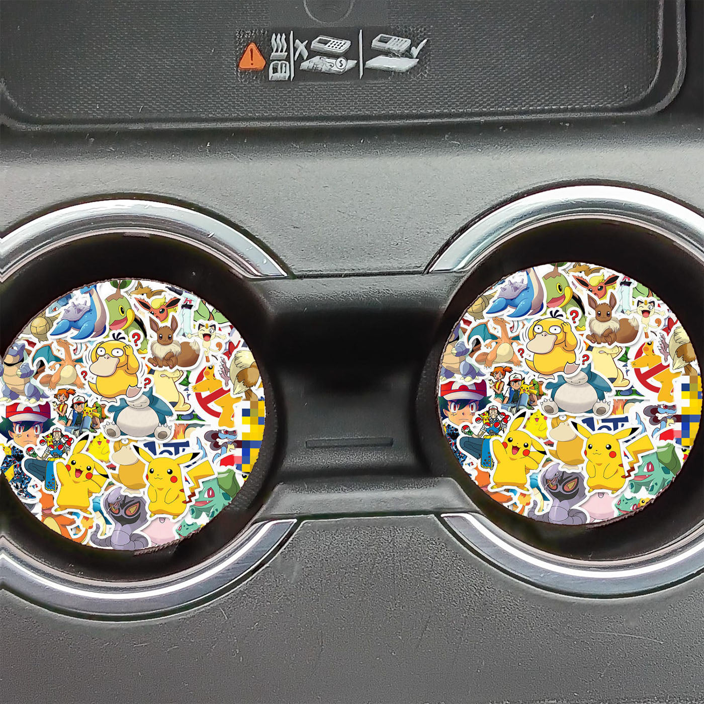 Ash R Team And Many Pokemon Sticker Car Coasters