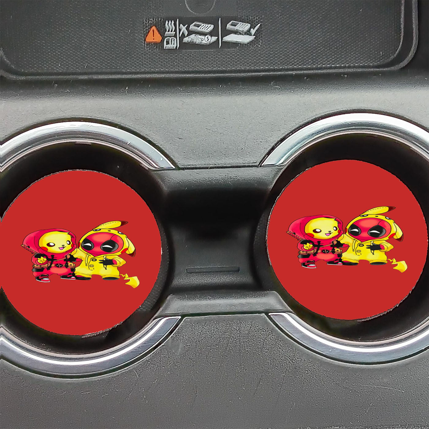 Baby Deadpool And Baby Pikachu Drawing Car Coasters