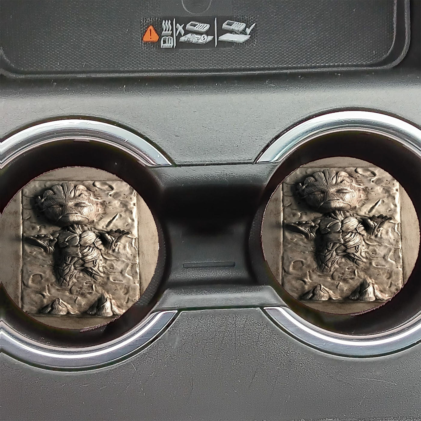 Baby Groot Frozen In Carbonite Car Coasters