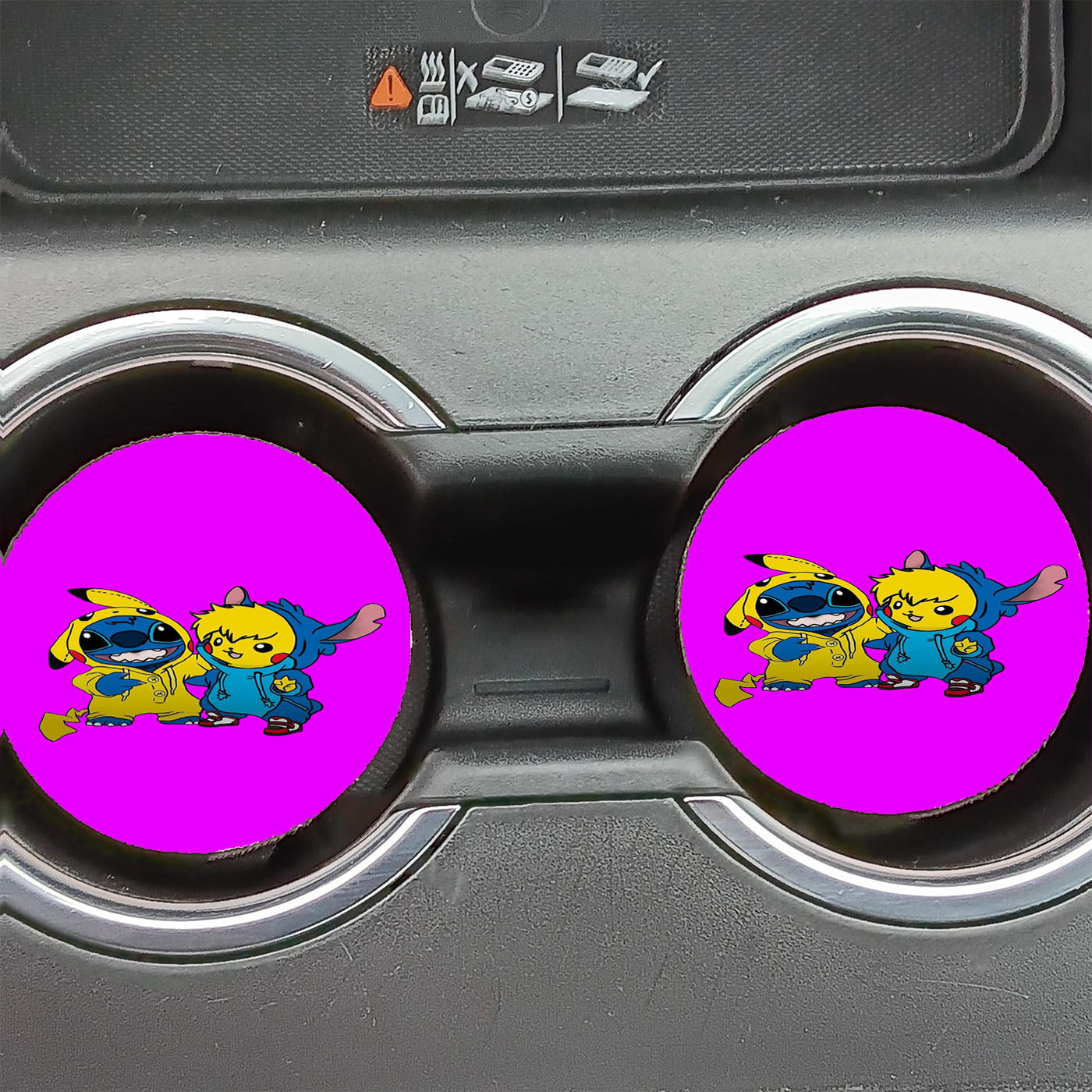 Baby Pikachu And Baby Stitch Car Coasters