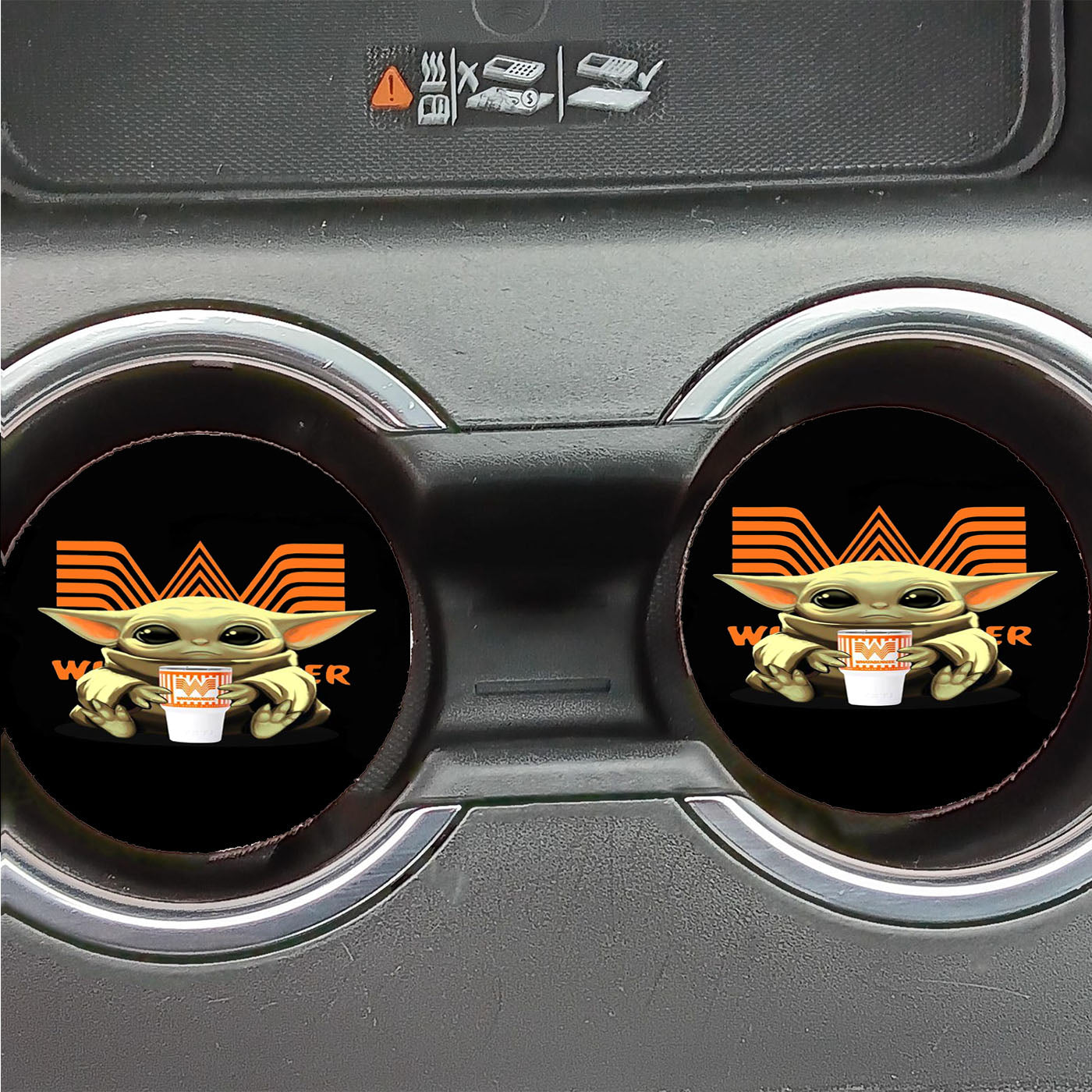 Baby Yoda Drink Whataburger Logo Mandalorian Car Coasters