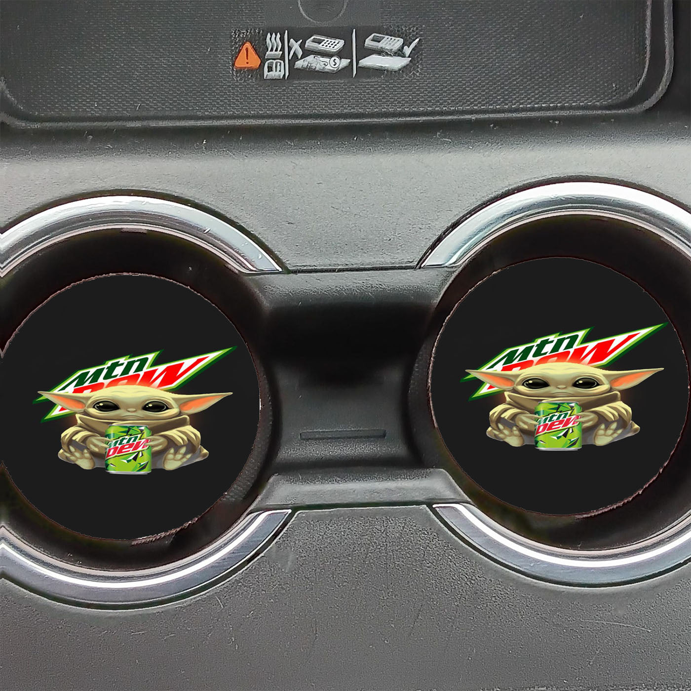 Baby Yoda Hug Mtn Mountain Dew Car Coasters