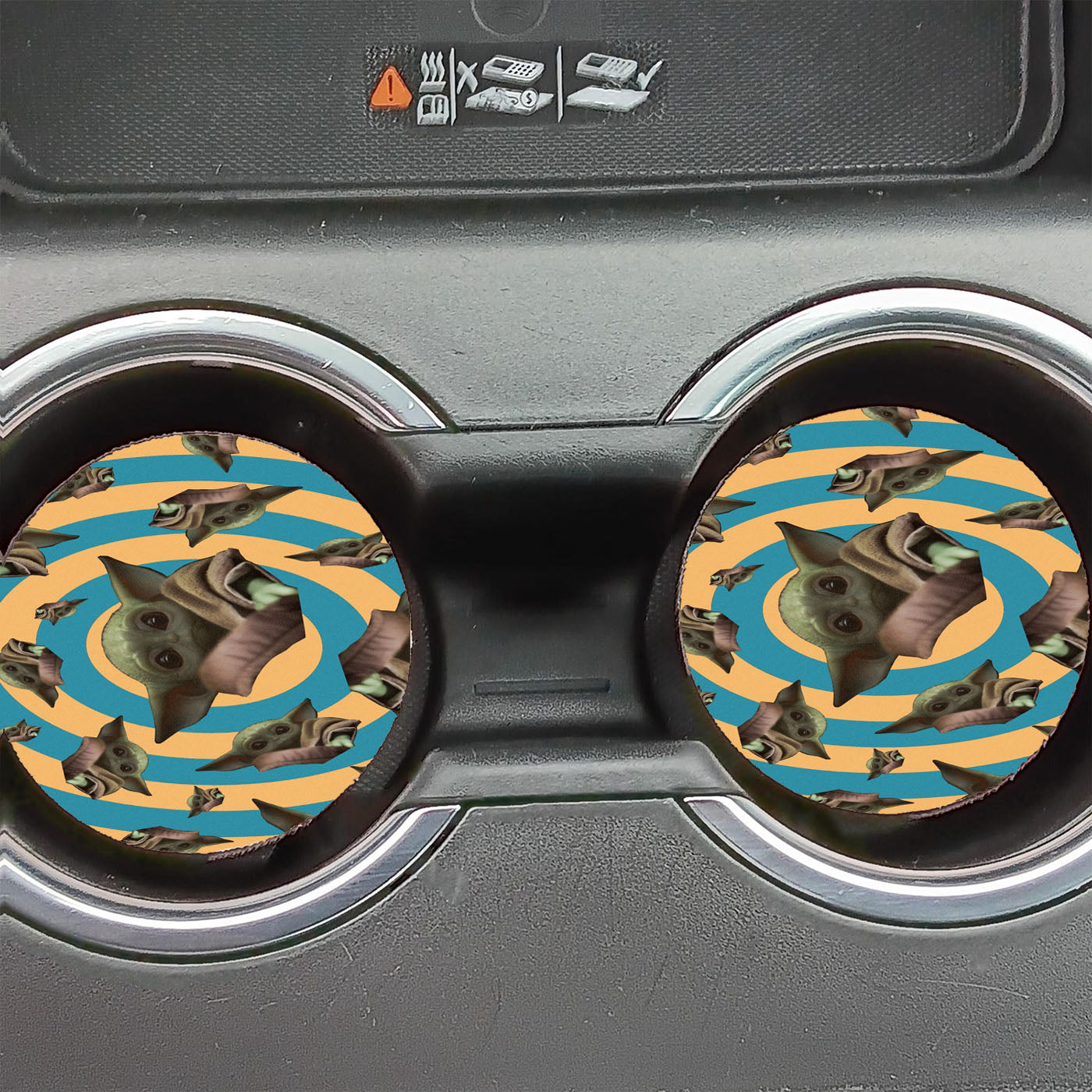 Baby Yoda Spiral Shape Wallpaper Car Coasters