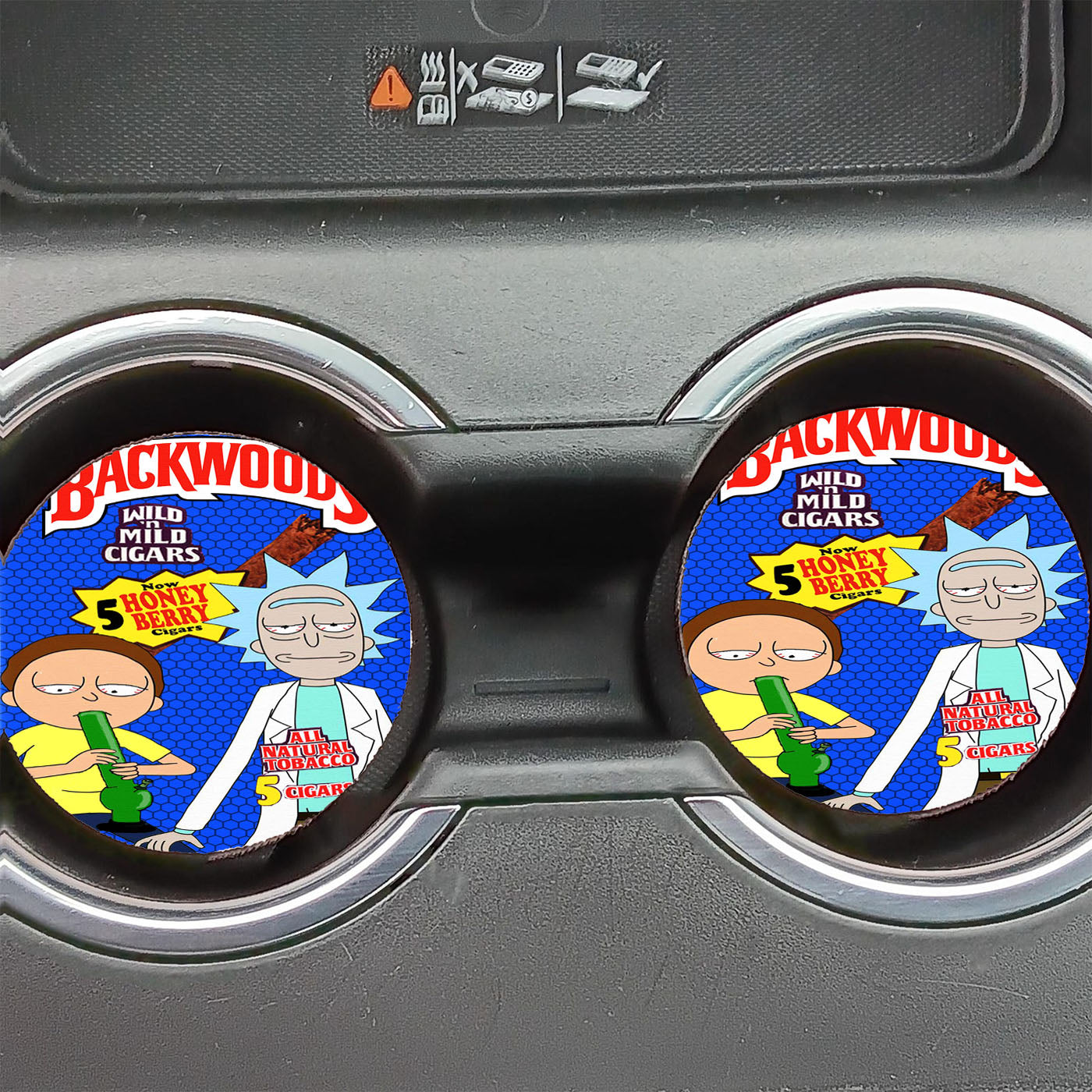 Backwoods X Rick And Morty Car Coasters