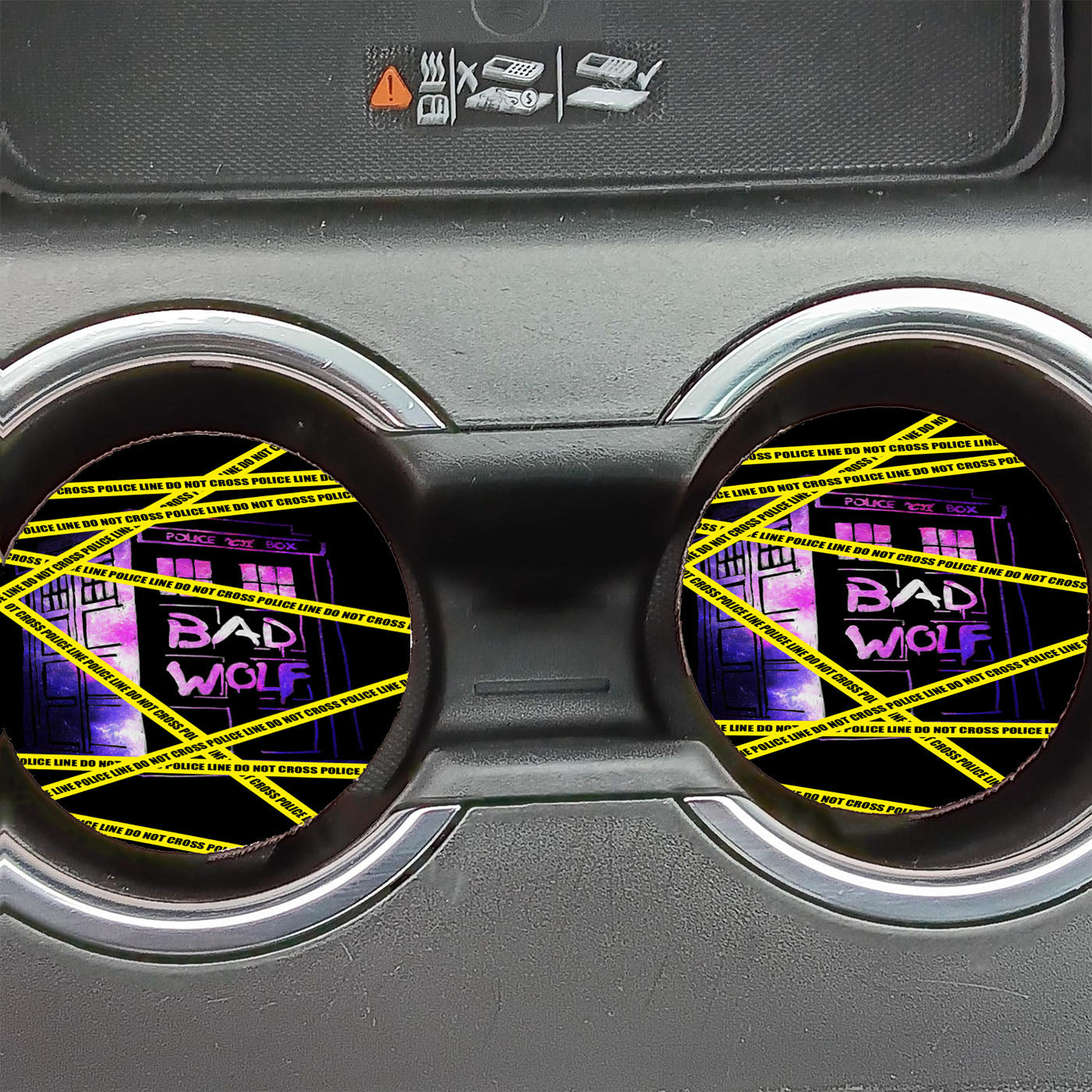 Bad Wolf Tardis Police Line Car Coasters