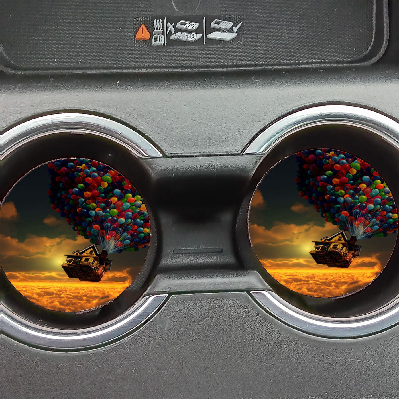 Balloons Flying House In Galaxy Nebula Car Coasters