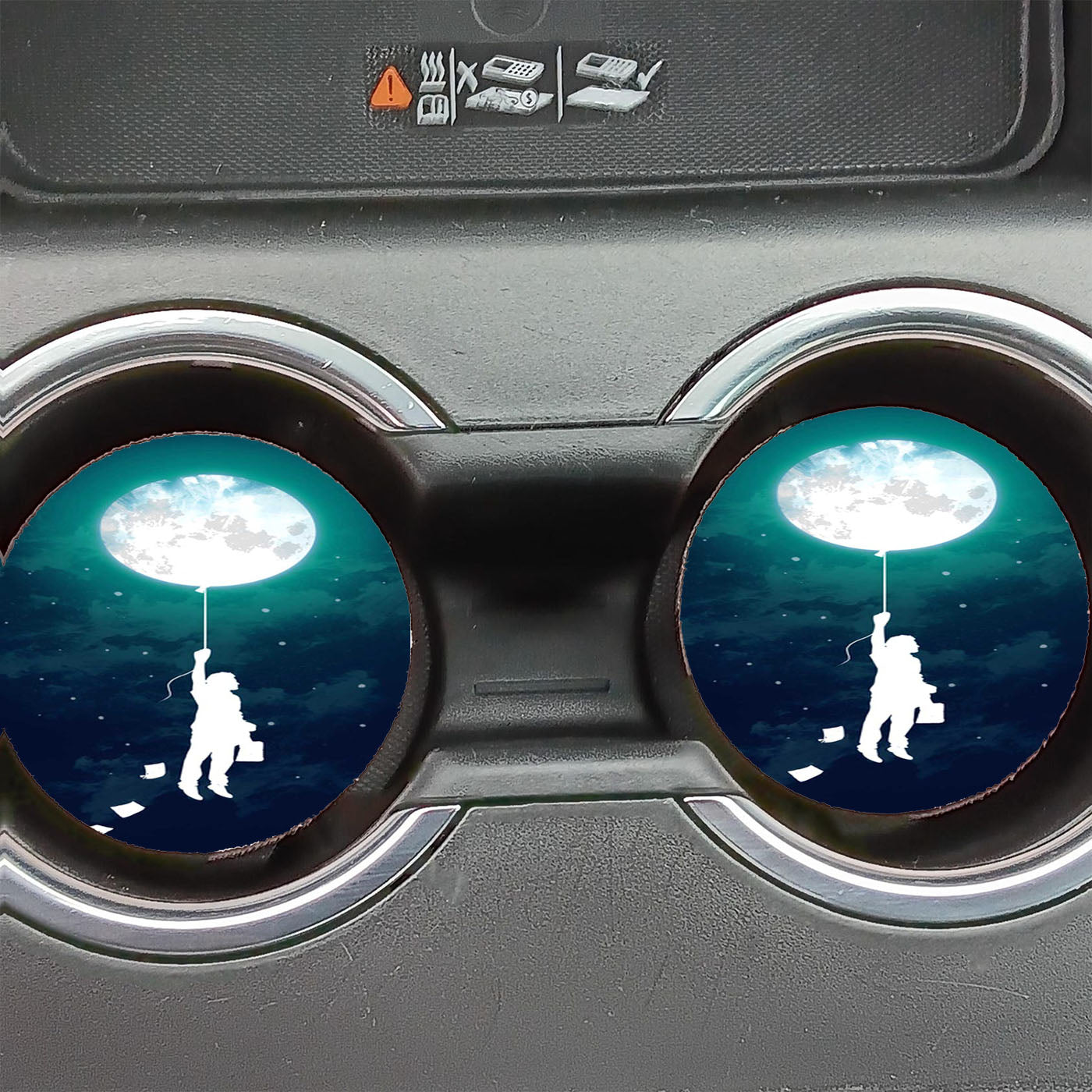 Banksy Boy Balloon Moon Car Coasters