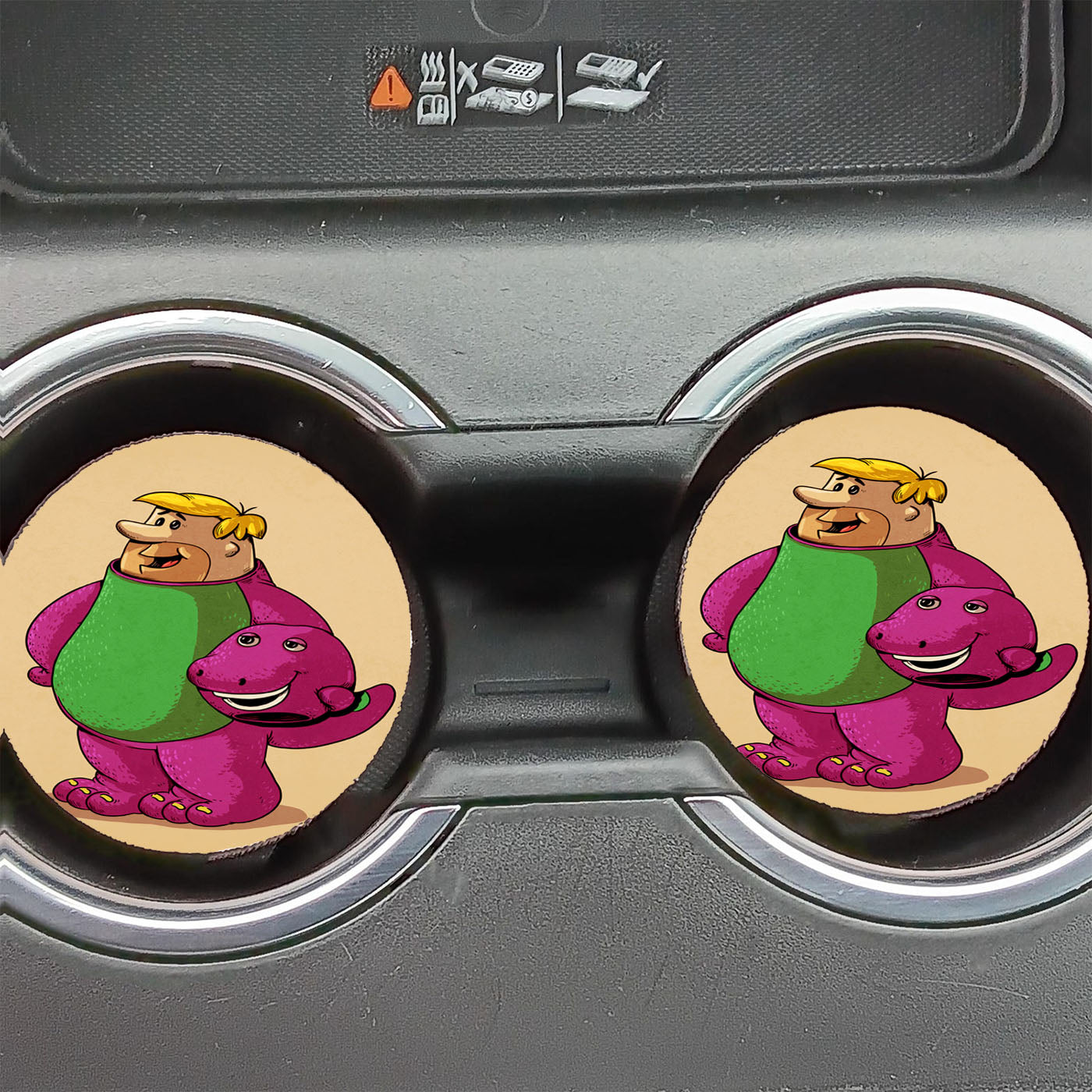 Barney Dino X Flintstones Car Coasters