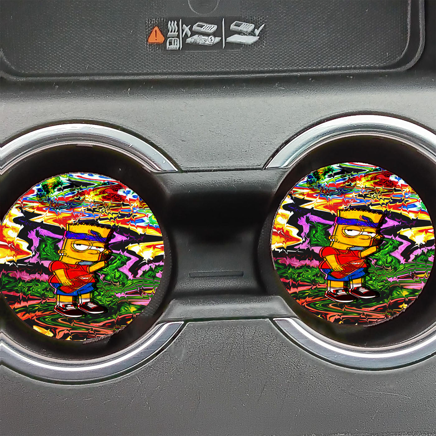 Bart Simpson Trippy Aesthetic  Car Coasters