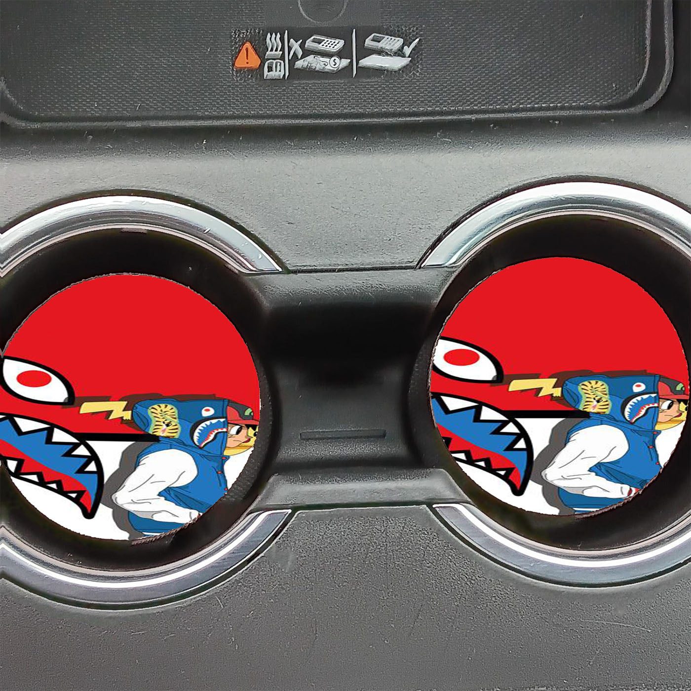 Bathing Ape Bape Shark Ash Ketchum And Pokemon  Car Coasters