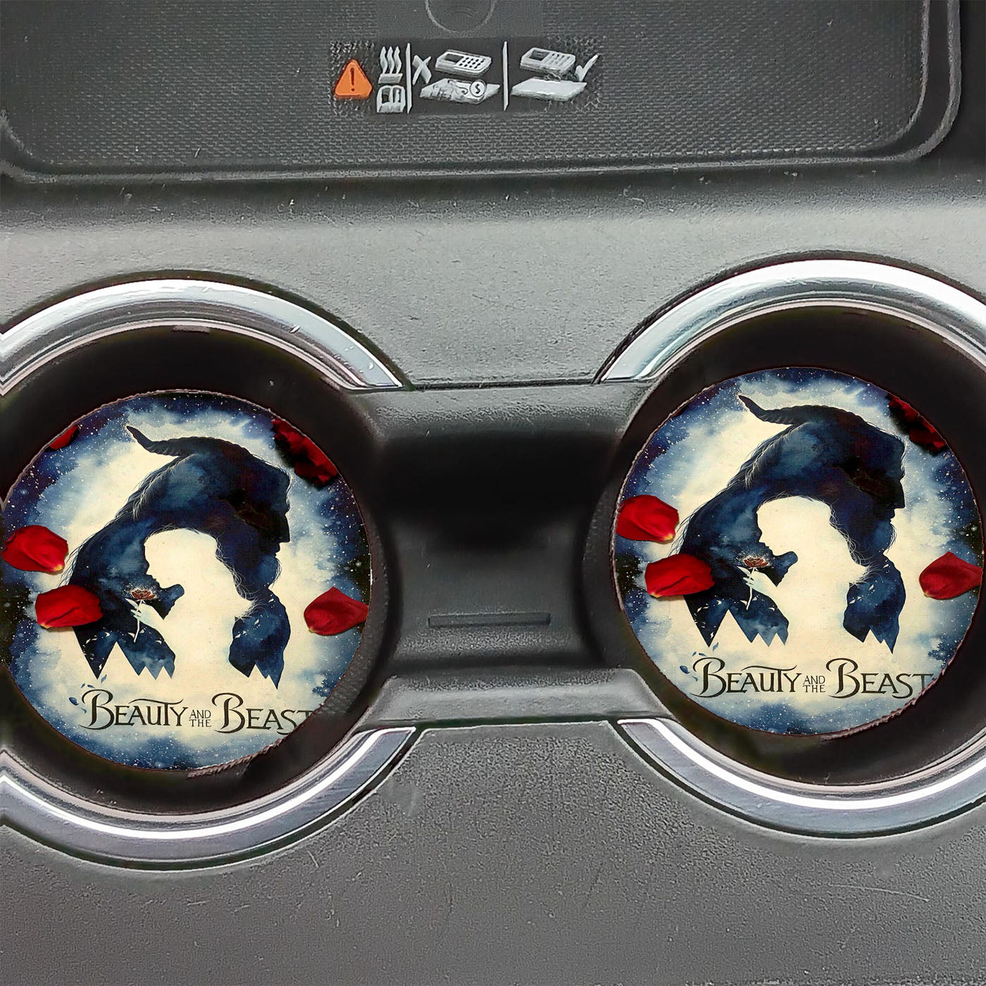 Beauty And The Beast Acrylic Painting Car Coasters