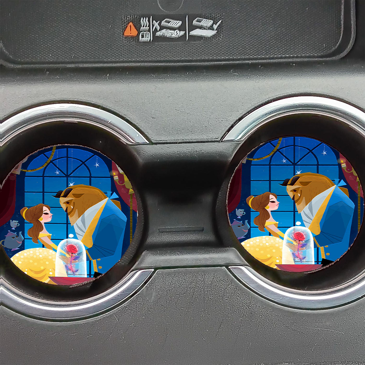 Beauty And The Beast Cartoon Poster Car Coasters