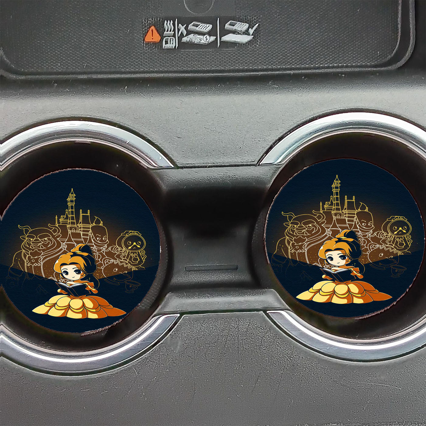 Beauty And The Beast Disney Silhouette Car Coasters