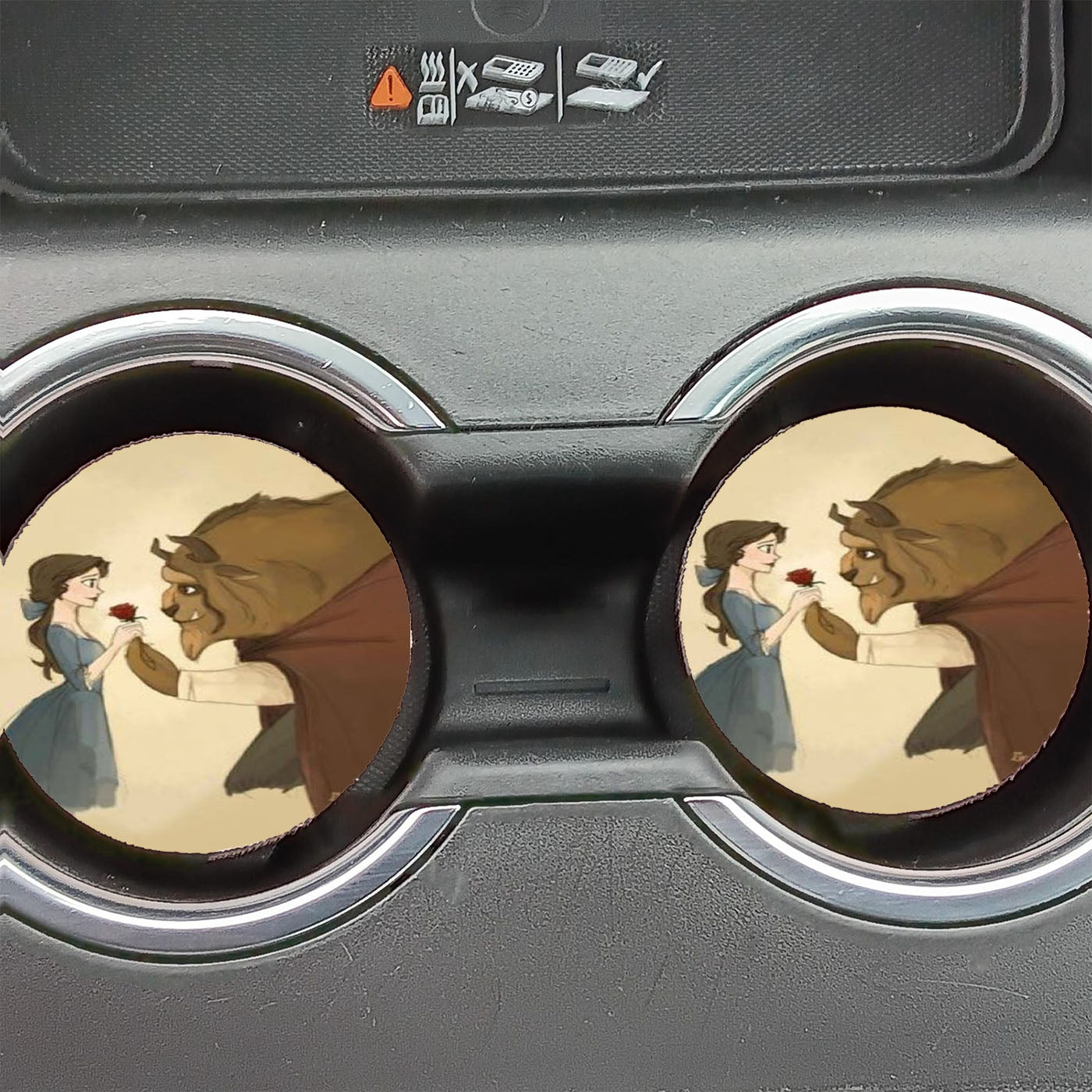 Beauty And The Beast Flower Car Coasters