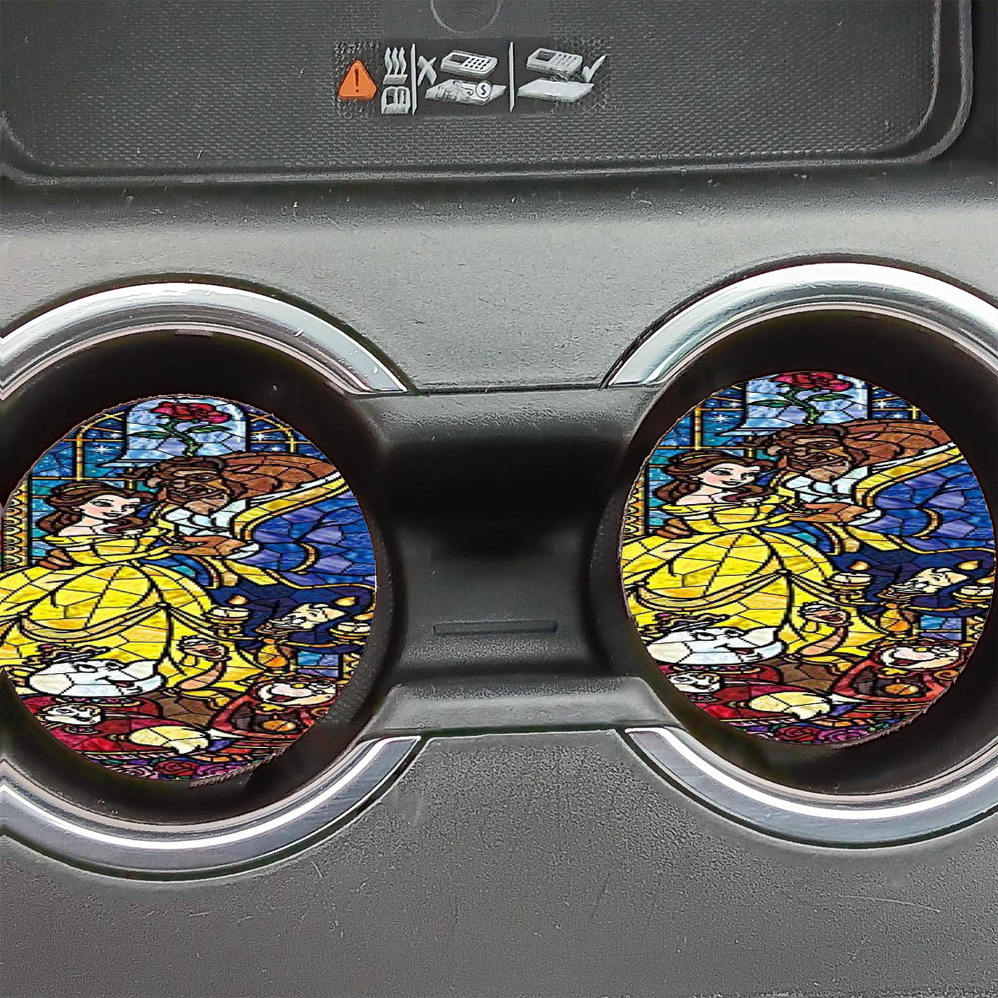 Beauty And The Beast Glass Car Coasters