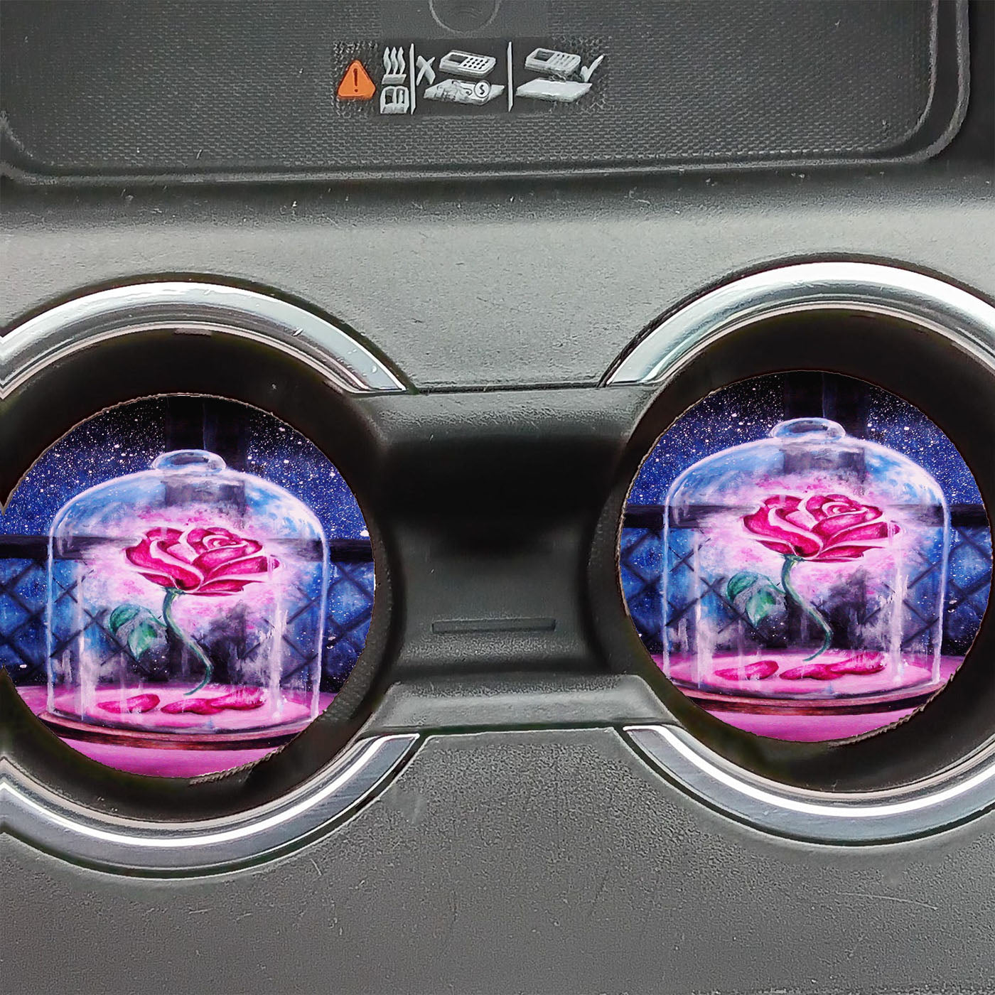 Beauty And The Beast Rose Car Coasters