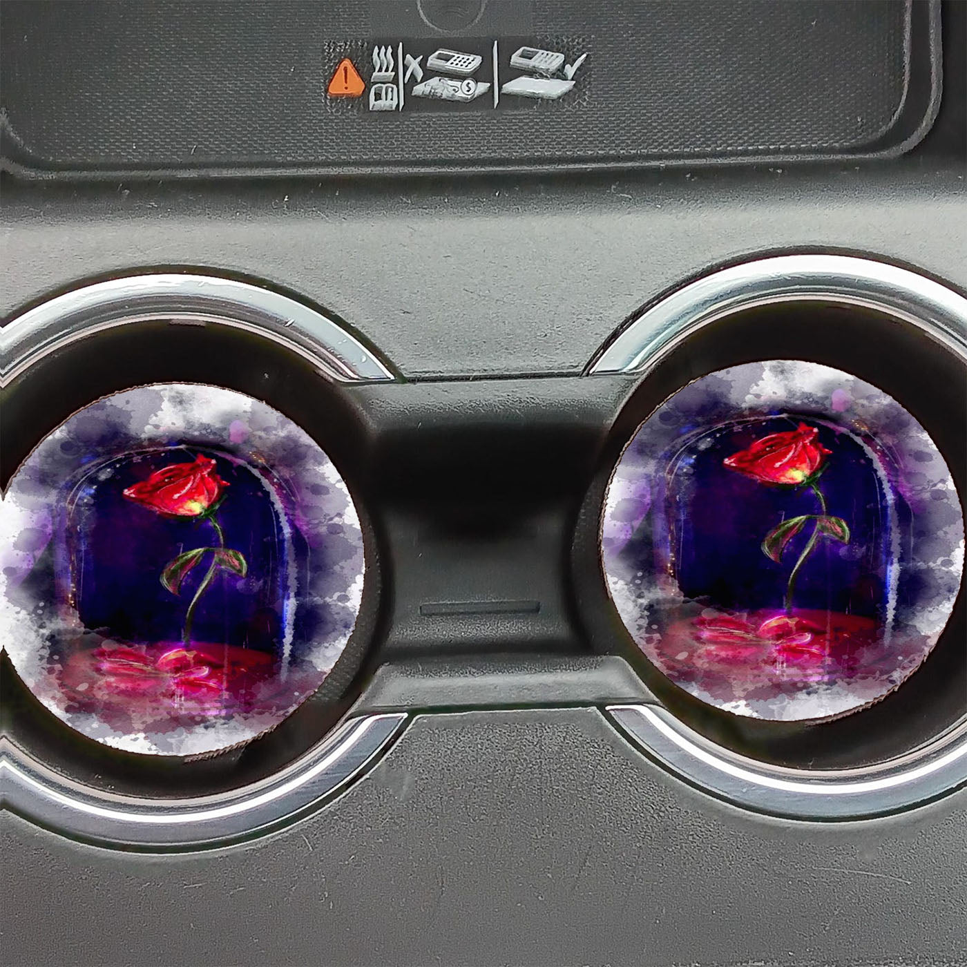 Beauty And The Beast Rose Painting Car Coasters