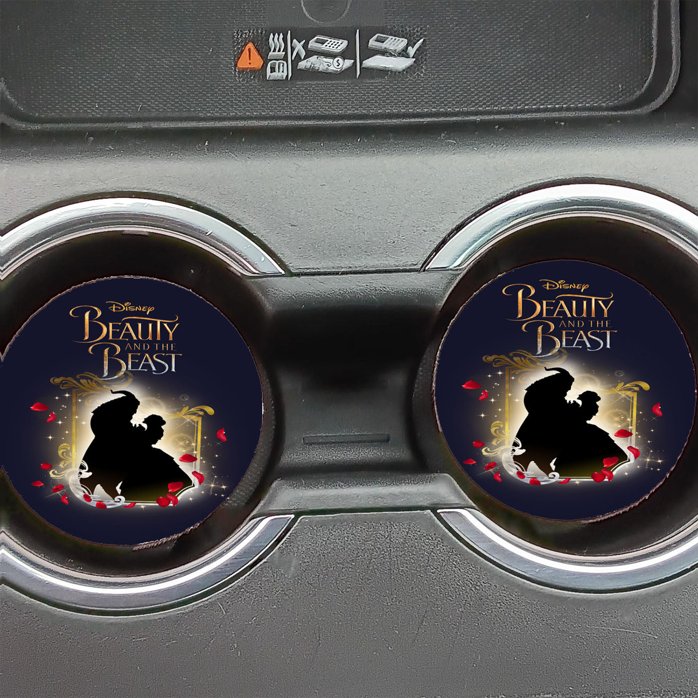 Beauty And The Beast Silhouette Car Coasters