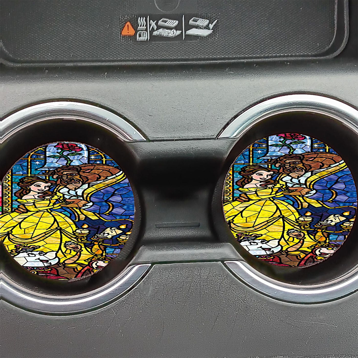 Beauty And The Beast Stained Glass Car Coasters