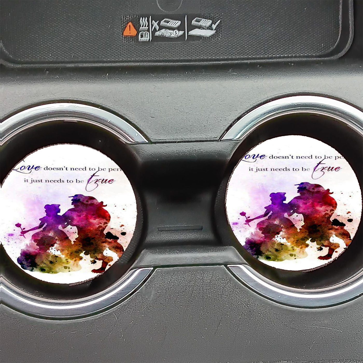 Beauty And The Beast Watercolour Car Coasters