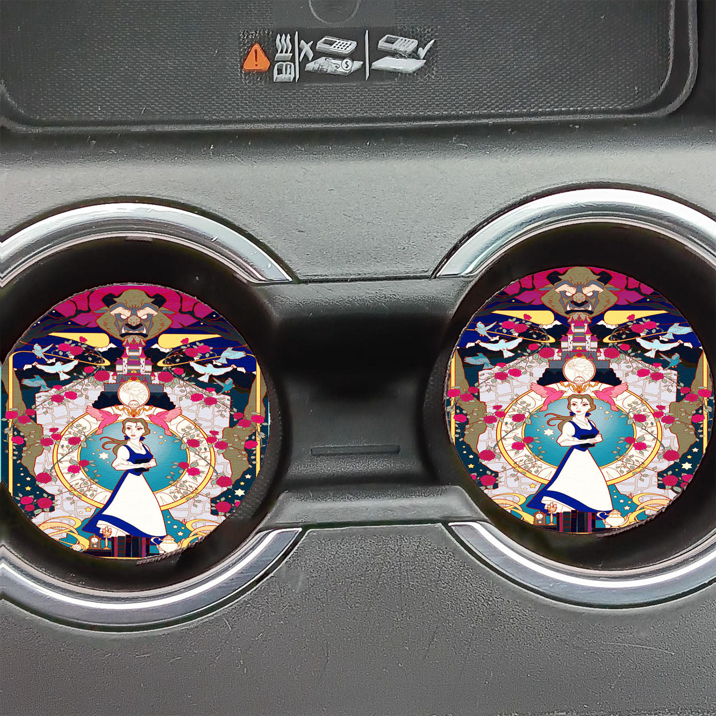 Beauty And The Beasta Draw Car Coasters