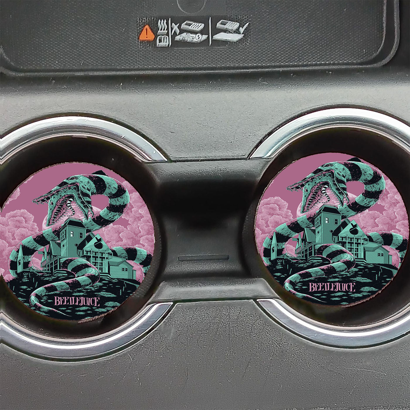 Beetlejuice Tim Burton Snake Poster Car Coasters