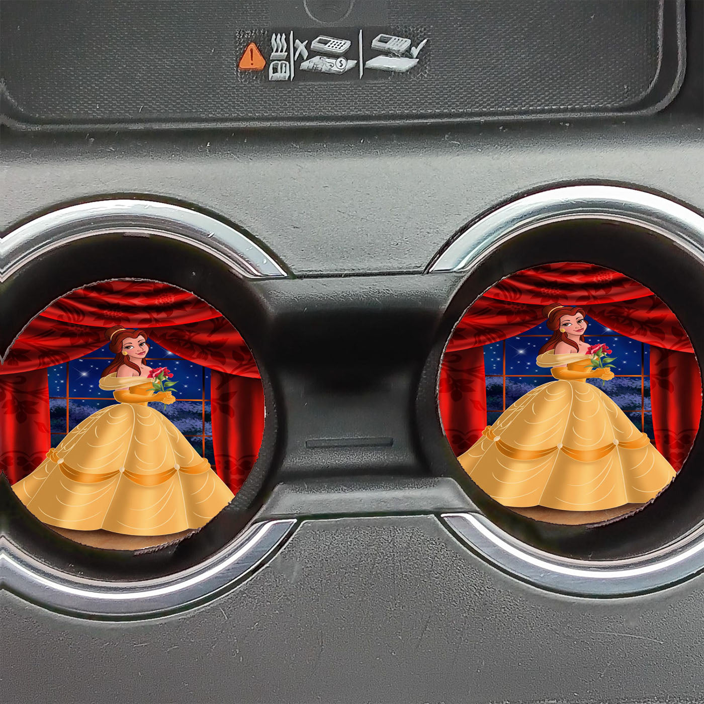 Belle Cosplay Disney Princess Beauty An The Beast Gold Yellow Car Coasters