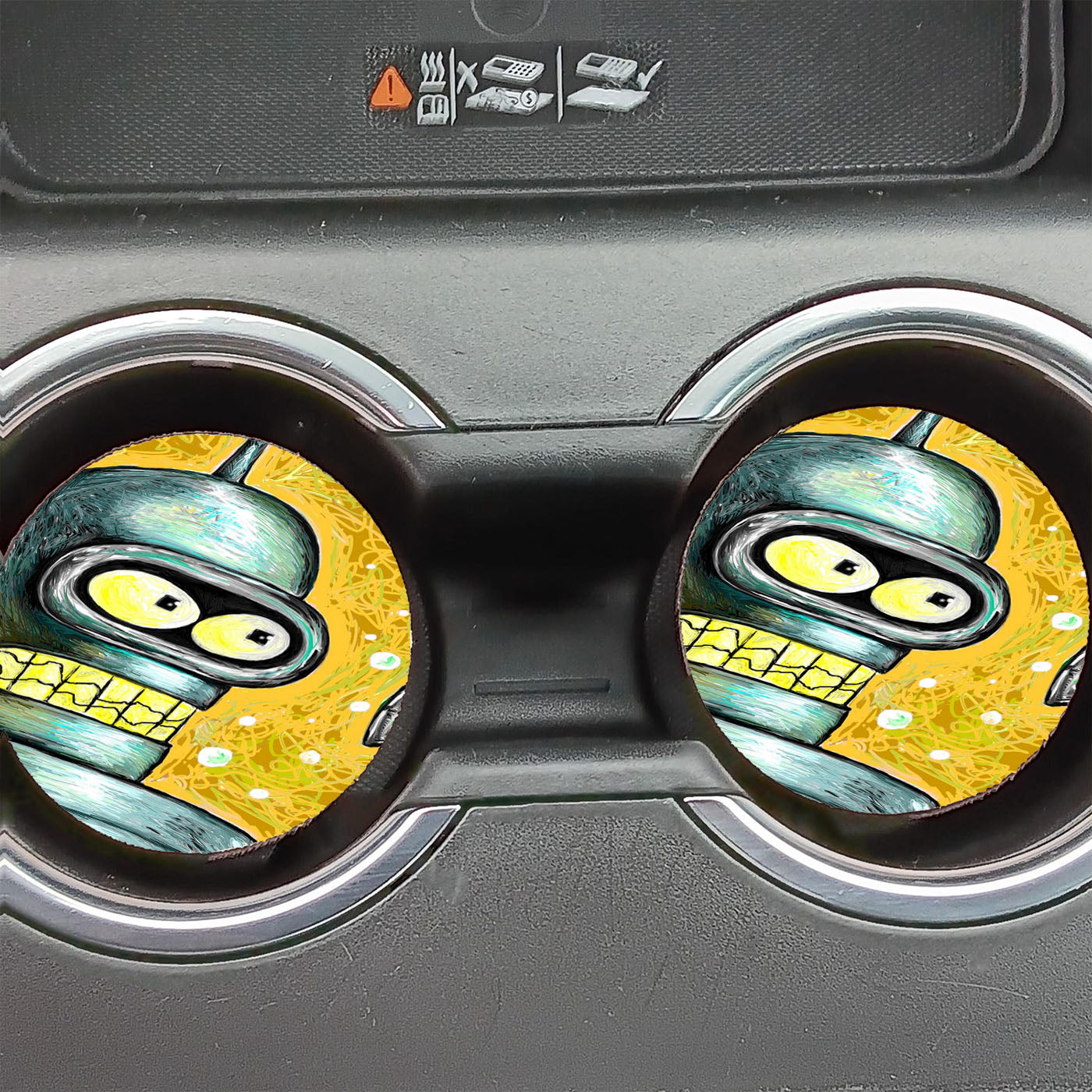 Bender Futurama Drawing Car Coasters