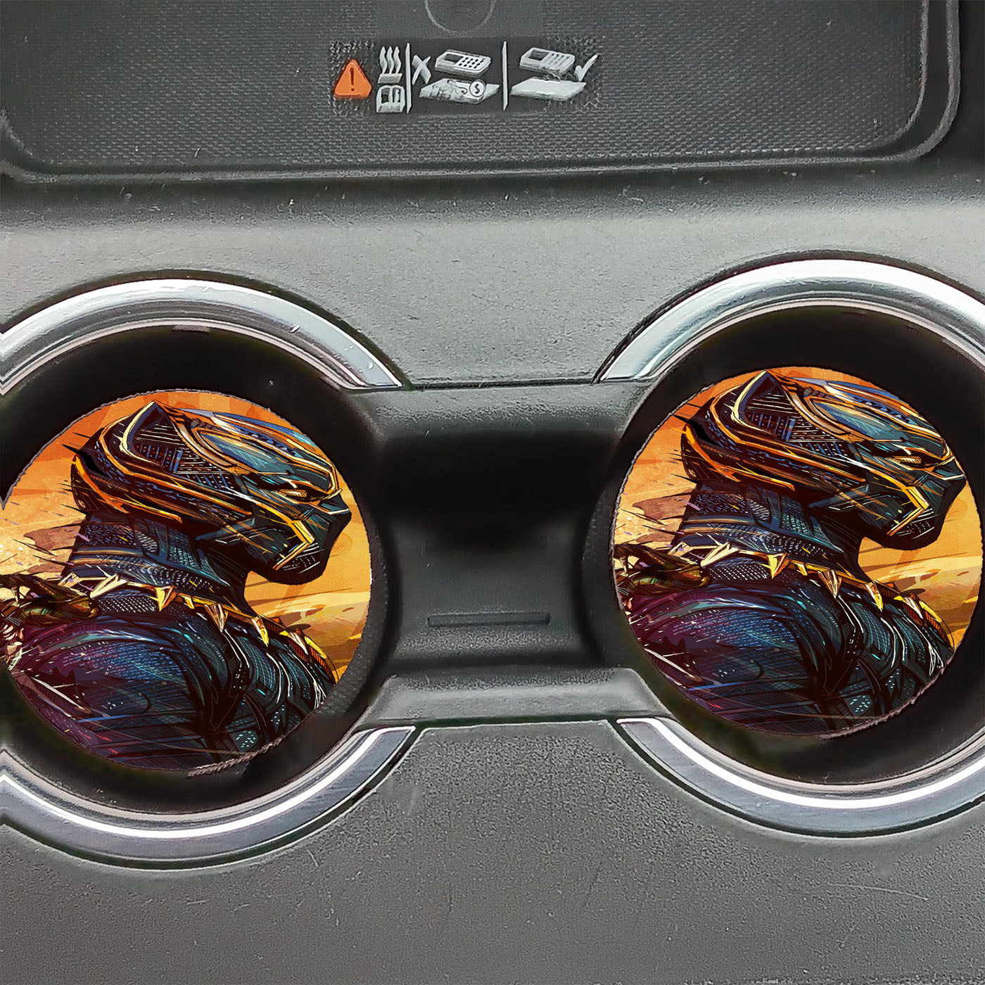 Black Panther Gold Artwork  Car Coasters