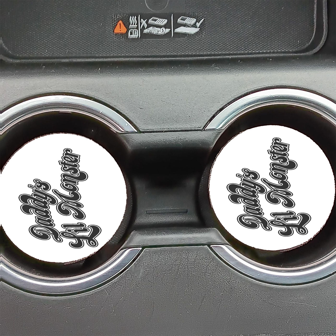 Black White Daddy Lil Monster Car Coasters