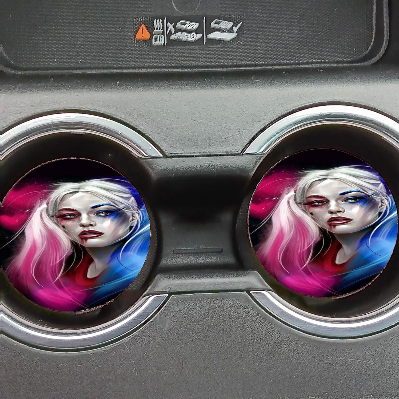 Blue Pink Harley Quinn Car Coasters
