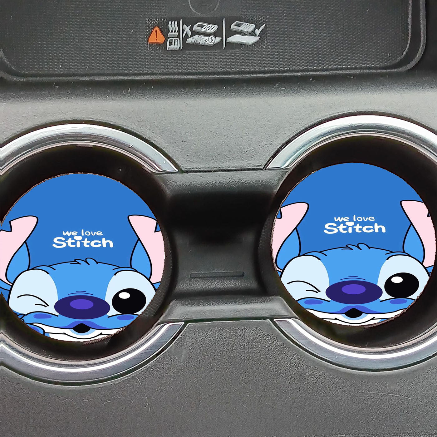 Blue We Love Stitch Car Coasters